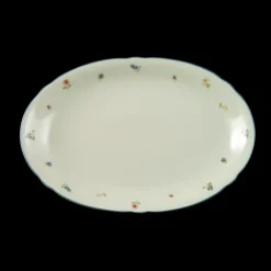Marie-Luise Platte oval 31 cm Streublume blauer Rand