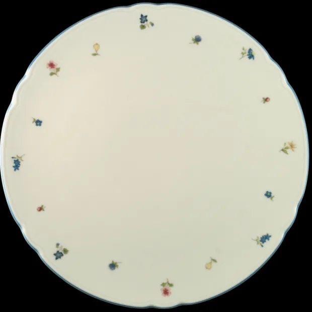 Marie-Luise Tortenplatte 30 cm Streublume blauer Rand