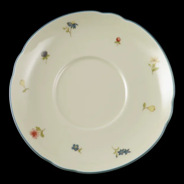 Marie-Luise Untertasse zur Frühstückstasse 16 cm Streublume blauer Rand
